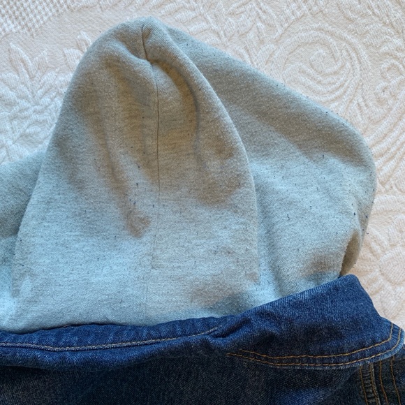 Vintage Trailmaster New York Los Angeles Blue Jean Cotton Denim Hooded Jacket XL - Picture 12 of 16